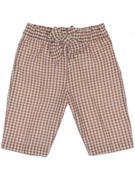 seersucker checks 3/4 trousers with ribbon