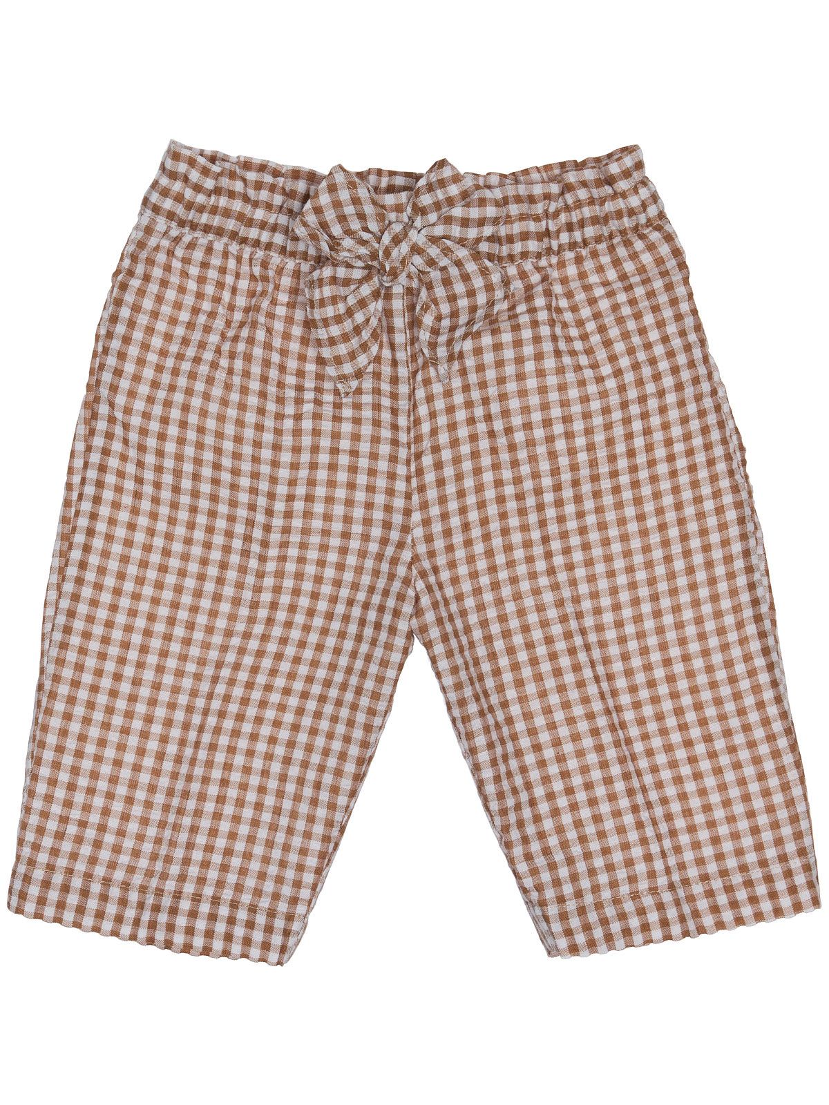seersucker checks 3/4 trousers with ribbon