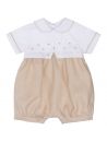 linen baptismal romper with embroidery