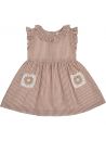 vestito a quadretti goffrati con tasche all'uncinetto 