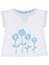 T-shirt in jersey con patch fiori a righe goffrate