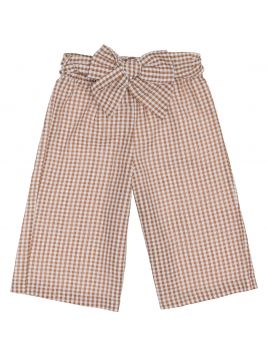 seersucker checks 3/4 trousers with belt