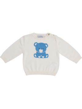 pullover in cotone con intarsio orsetto