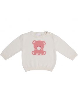 pullover in cotone con intarsio orsetto