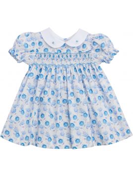 vestito in tessuto stampato a fiori piccoli con smock 