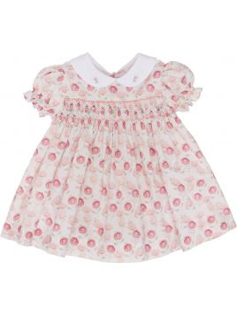 vestito in tessuto stampato a fiori piccoli con smock 
