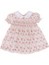 vestito in tessuto stampato a fiori piccoli con smock 