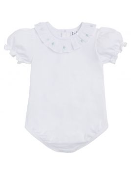 body in jersey con ricamo fiorellini sul colletto a frill 
