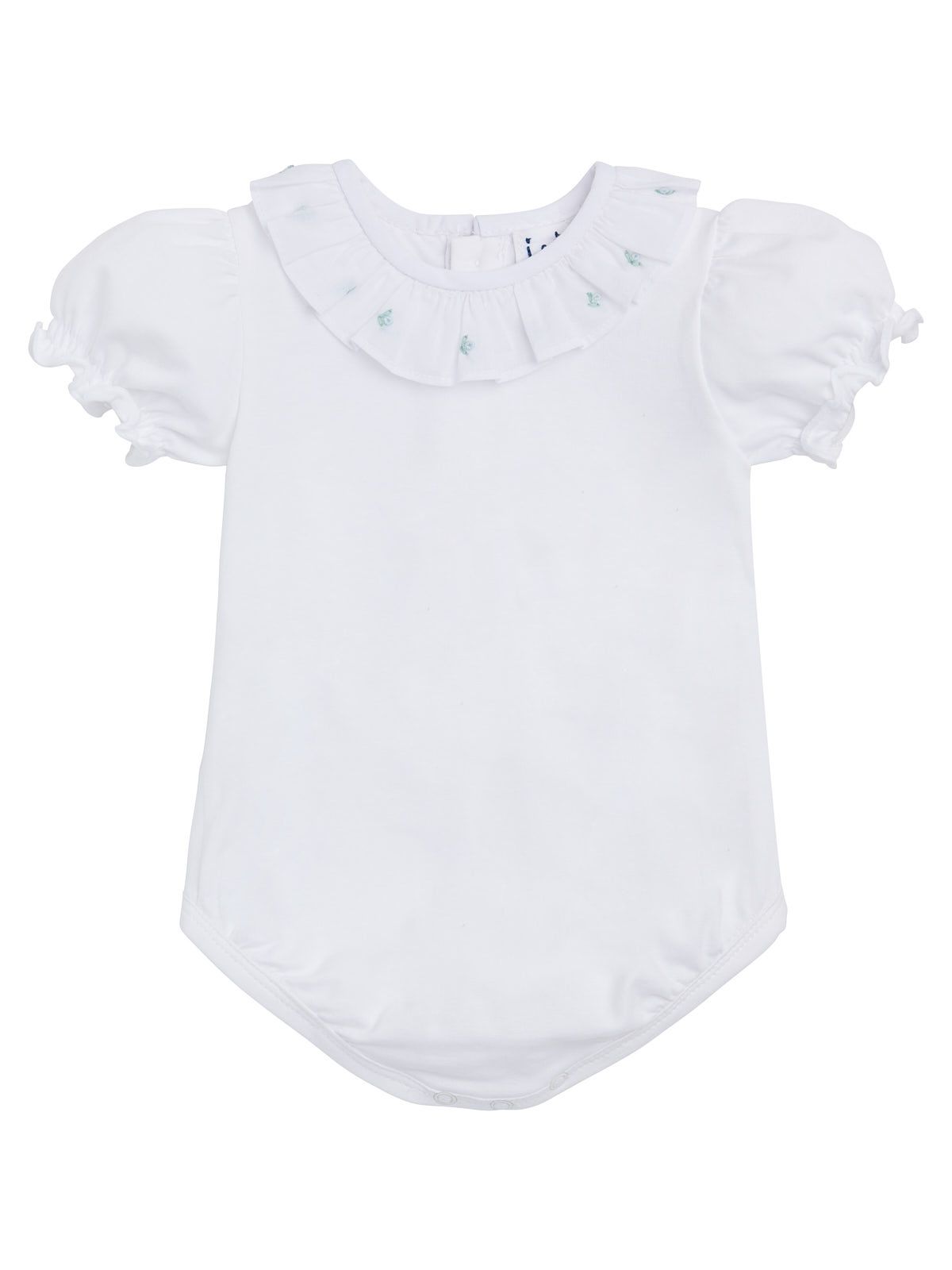 body in jersey con ricamo fiorellini sul colletto a frill 