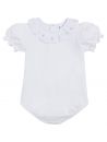 body in jersey con ricamo fiorellini sul colletto a frill 