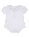 body in jersey con ricamo fiorellini sul colletto a frill 
