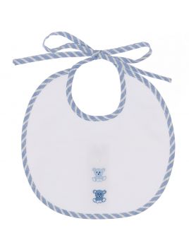 bib with little bears embroidery and small stripes finishings