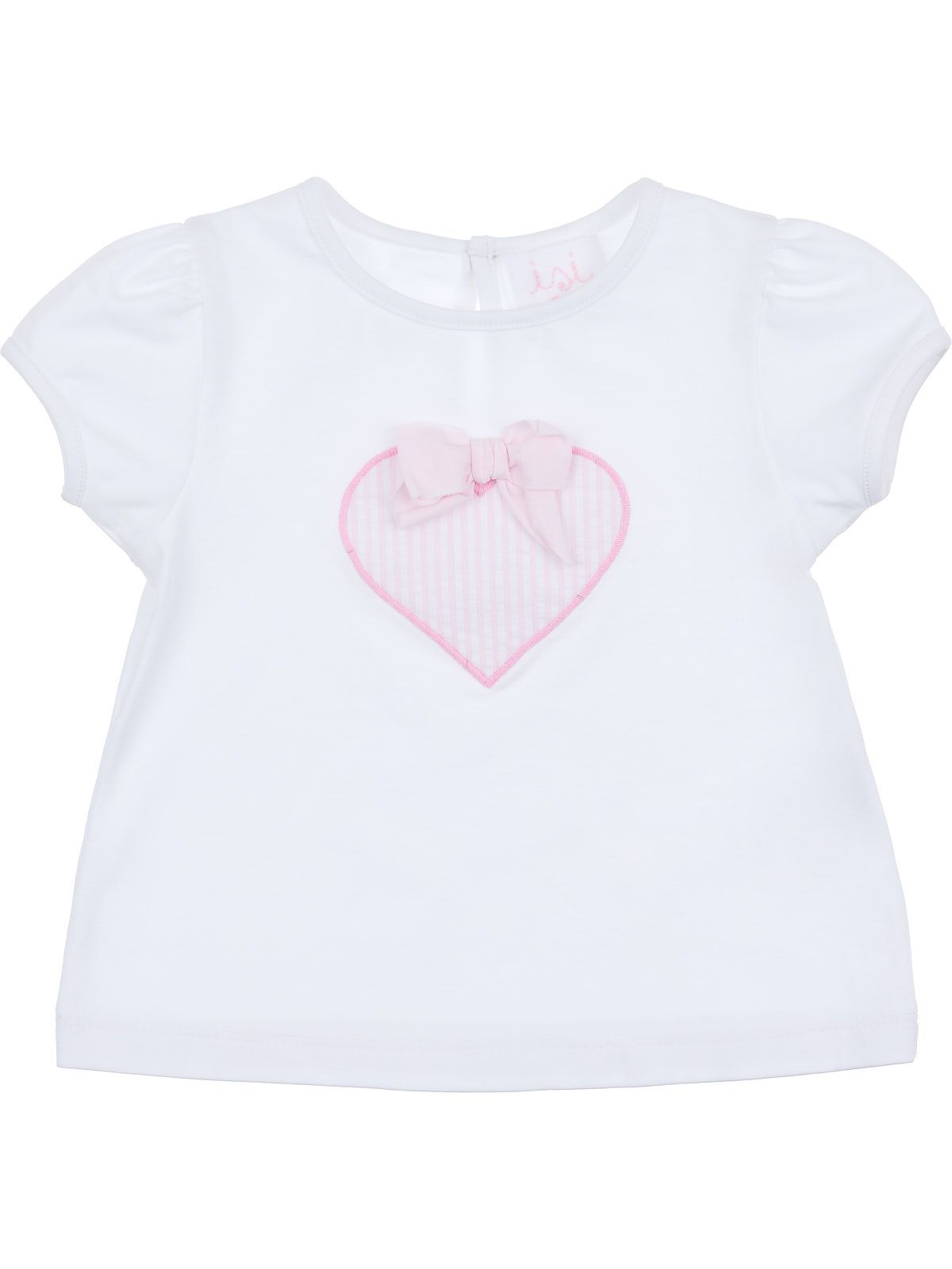 t-shirt in jersey con patch cuore a righe goffrate e fiocco in jersey