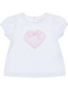 t-shirt in jersey con patch cuore a righe goffrate e fiocco in jersey