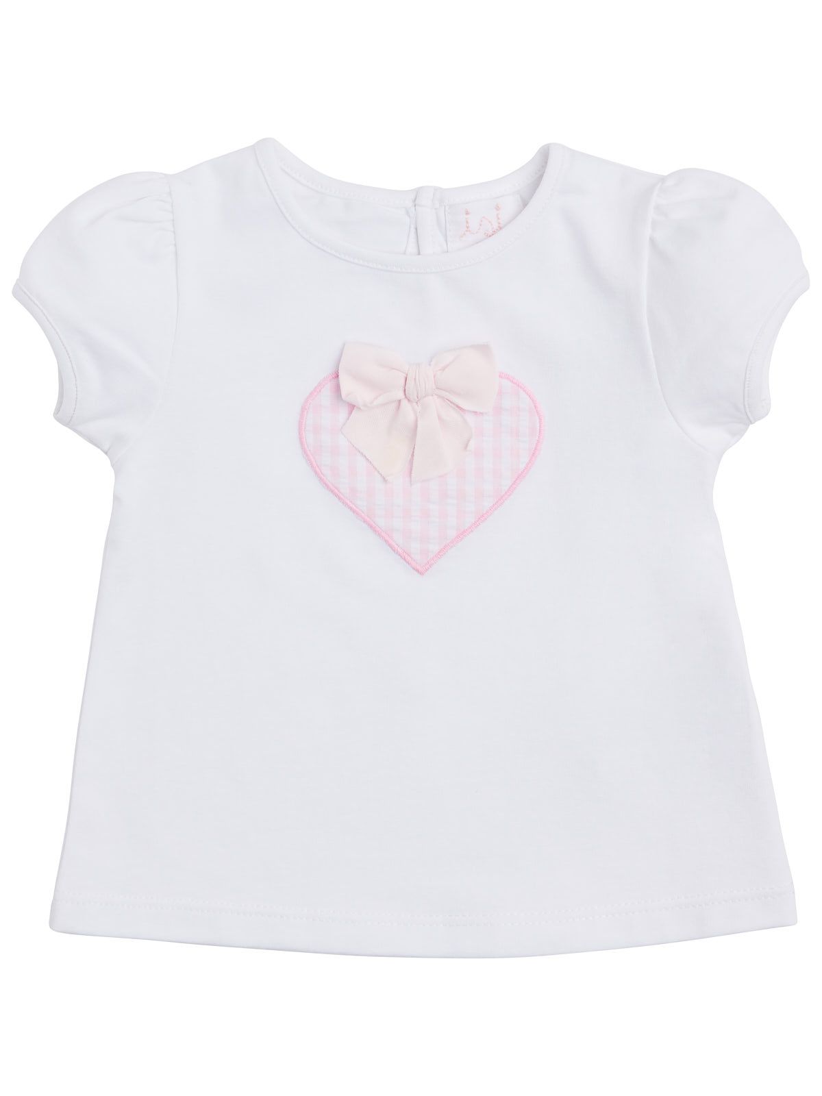 t-shirt in jersey con patch cuore a quadretti goffrati e fiocco in jersey 