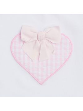 t-shirt in jersey con patch cuore a quadretti goffrati e fiocco in jersey 