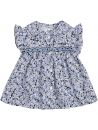flower printed fabric shirt with frills on the sleeves and smock