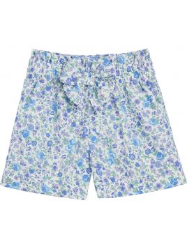 shorts in tessuto stampato a fiori con fiocco 