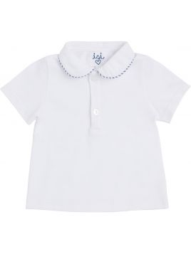 jersey polo with seersucker stripes finishings on the collar