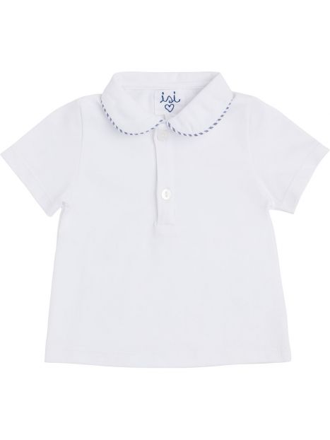 jersey polo with seersucker stripes finishings on the collar