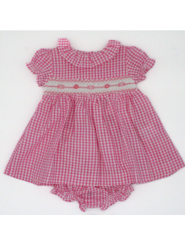 seersucker checks dress with smock