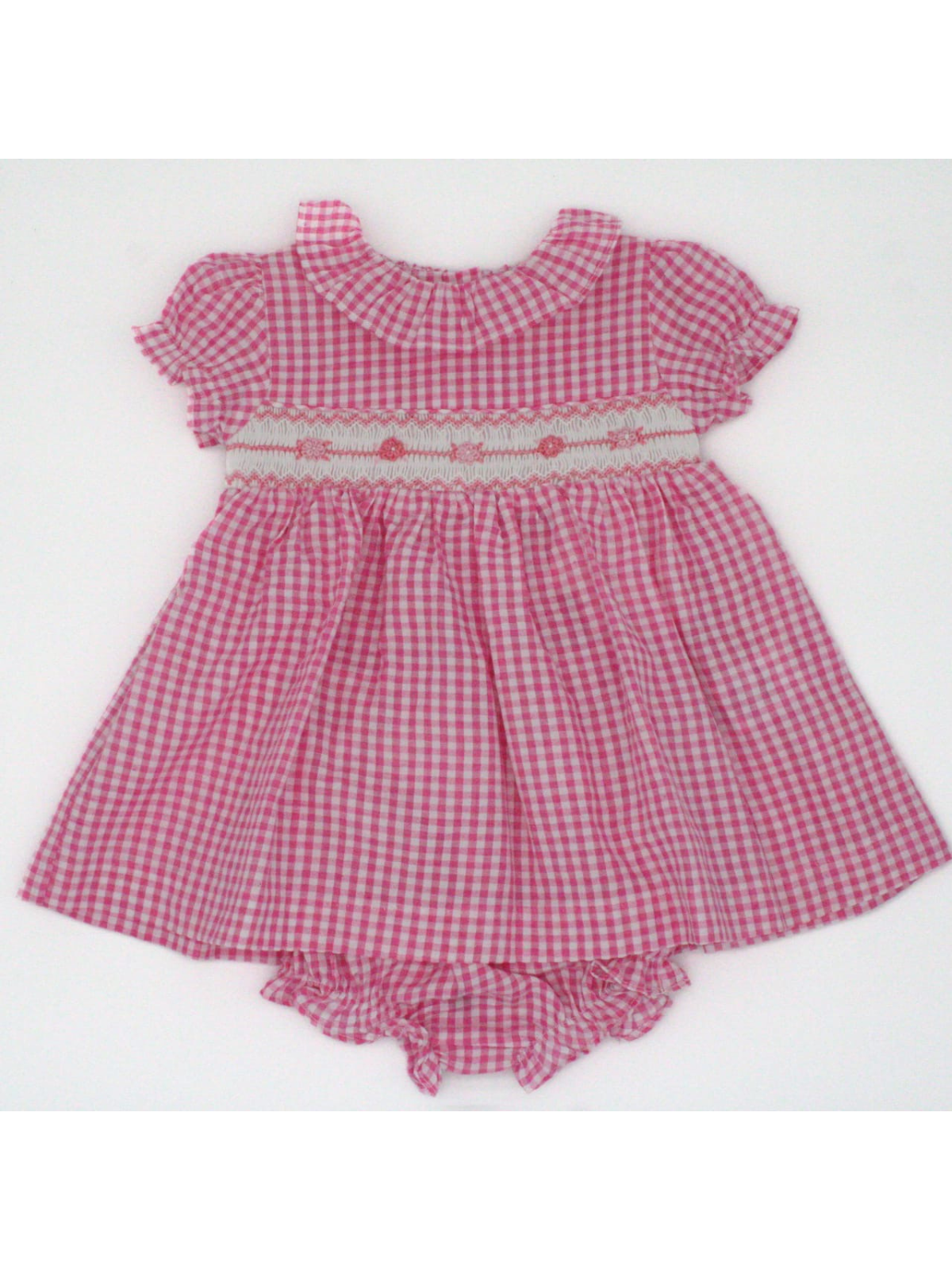 seersucker checks dress with smock