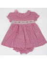 seersucker checks dress with smock