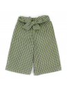 pantaloni 3/4 a quadretti goffrati con cintura 