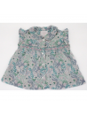 flower printed fabric shirt with frills on the sleeves and smock