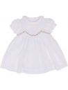 voile baptismal dress with smock and SHORT SLEEVES