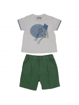 t-shirt in jersey con patch aquilone + bermuda in drill