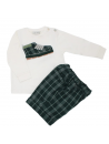 T-shirt in jersey con patch scarponcino + bermuda in tartan