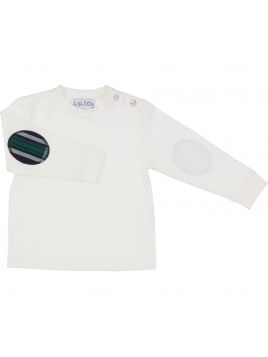 t-shirt in jersey con toppe in tartan 