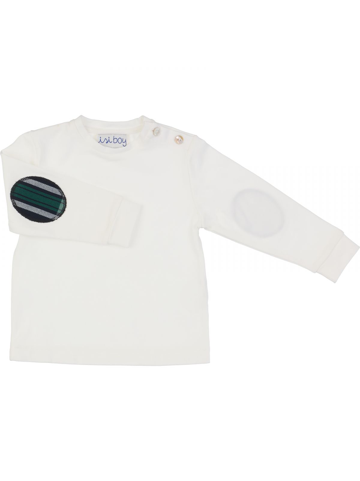 t-shirt in jersey con toppe in tartan 