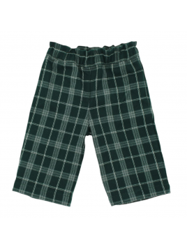 fashion tartan ankle length trousers with elastic waistband