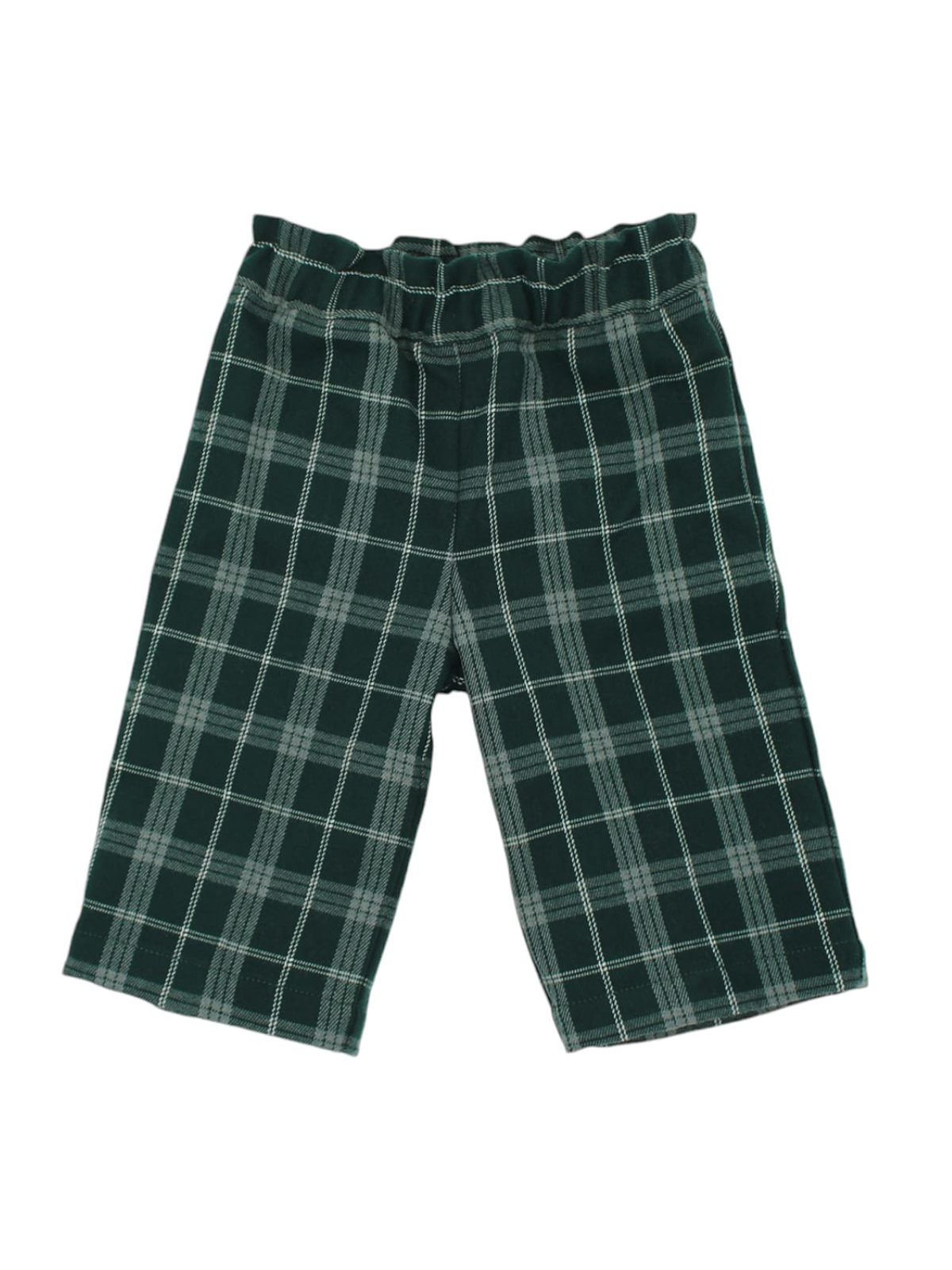 fashion tartan ankle length trousers with elastic waistband