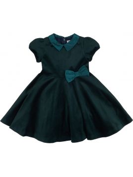 vestito in velluto con fiocco in vita 