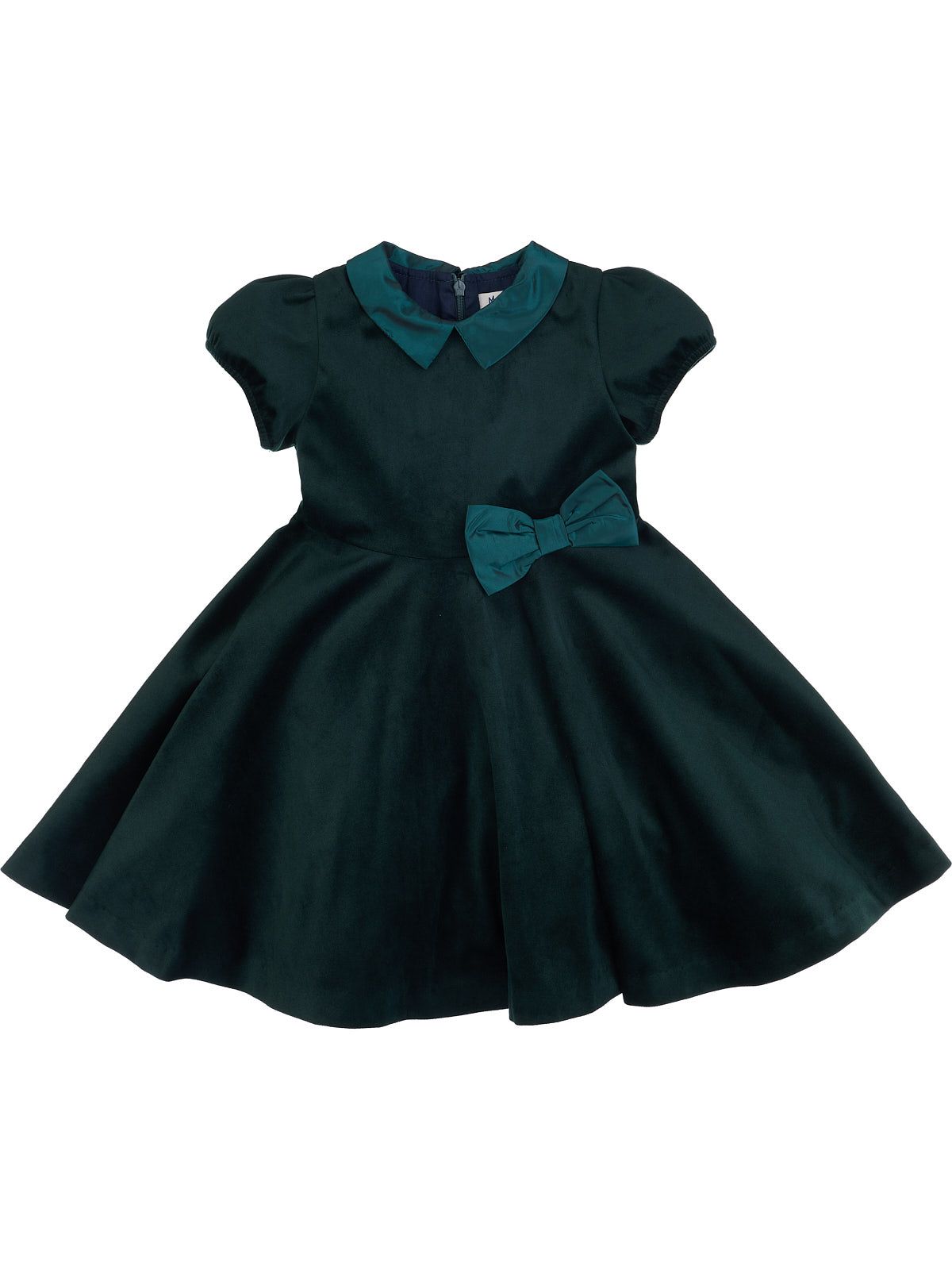vestito in velluto con fiocco in vita 