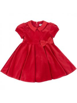 vestito in velluto con fiocco in vita 