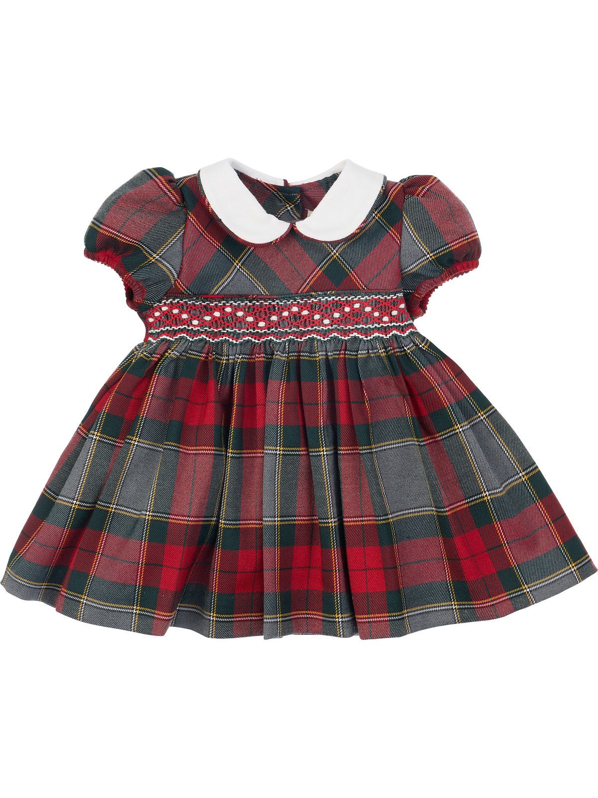 vestito in tartan con smock