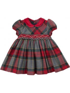 vestito in tartan con smock