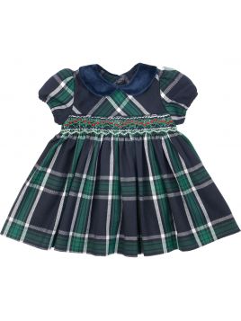 vestito in tartan con smock