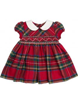 vestito in tartan con smock