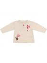knitted fabric sweater with wool embroidered flowers and pompons