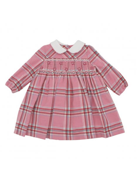 vestito in tartan moda con smock a MANICA LUNGA