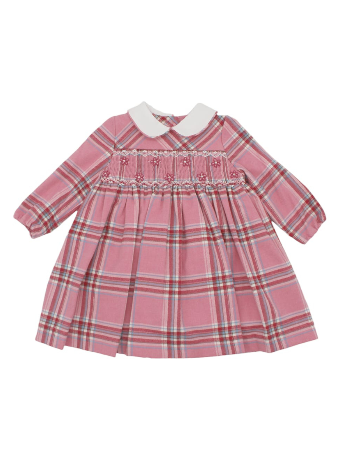 fashion tartan dress with smock and LONG SLEEVES