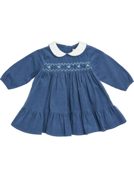 vestito in velluto 3000 righe con smock a MANICA LUNGA