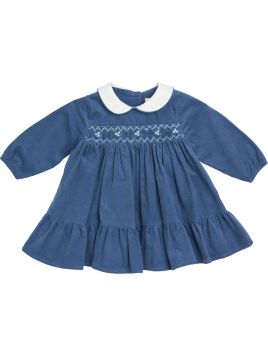 vestito in velluto 3000 righe con smock a MANICA LUNGA
