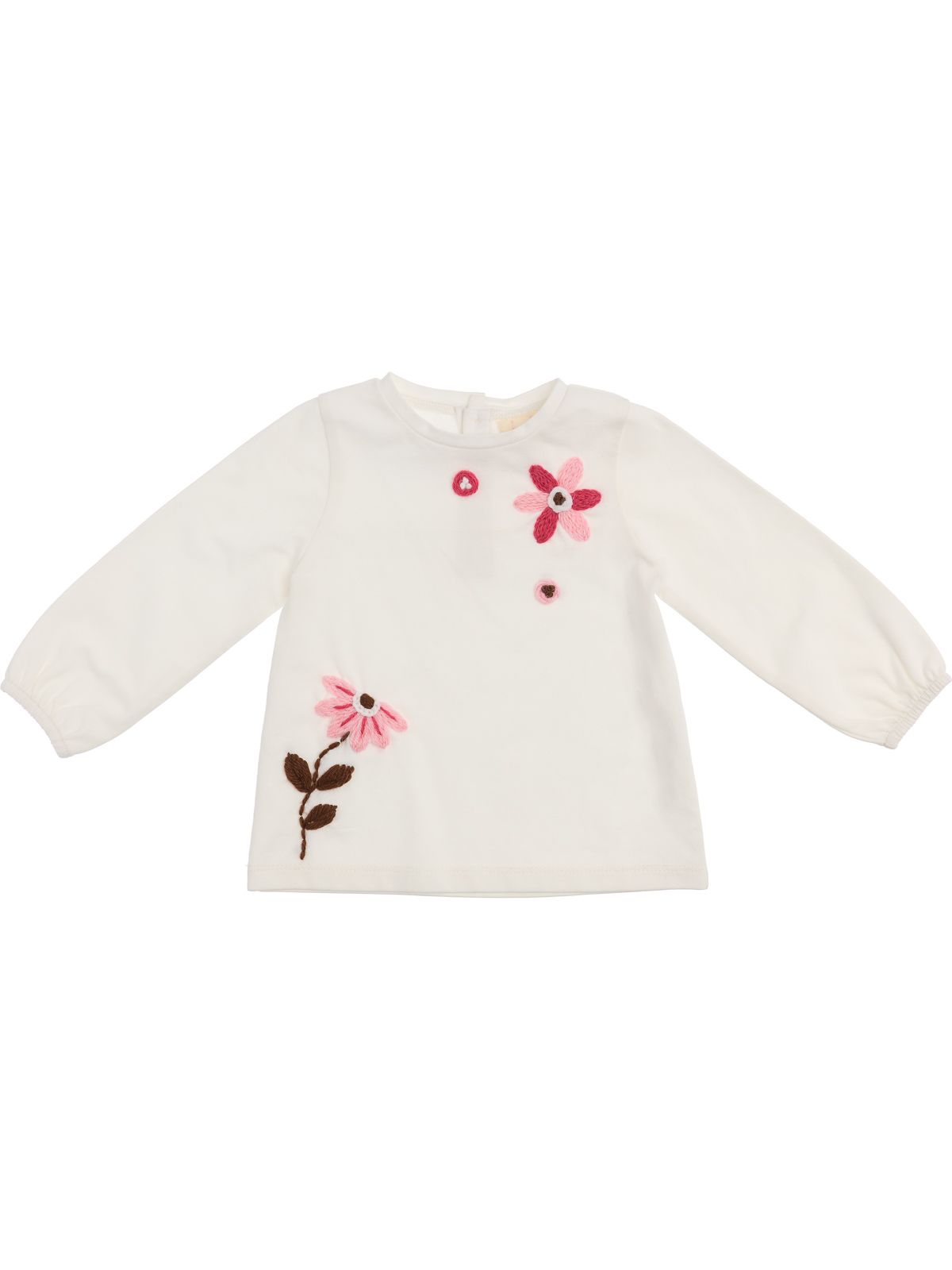 T-shirt in jersey con ricami fiori in lana