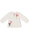 T-shirt in jersey con ricami fiori in lana